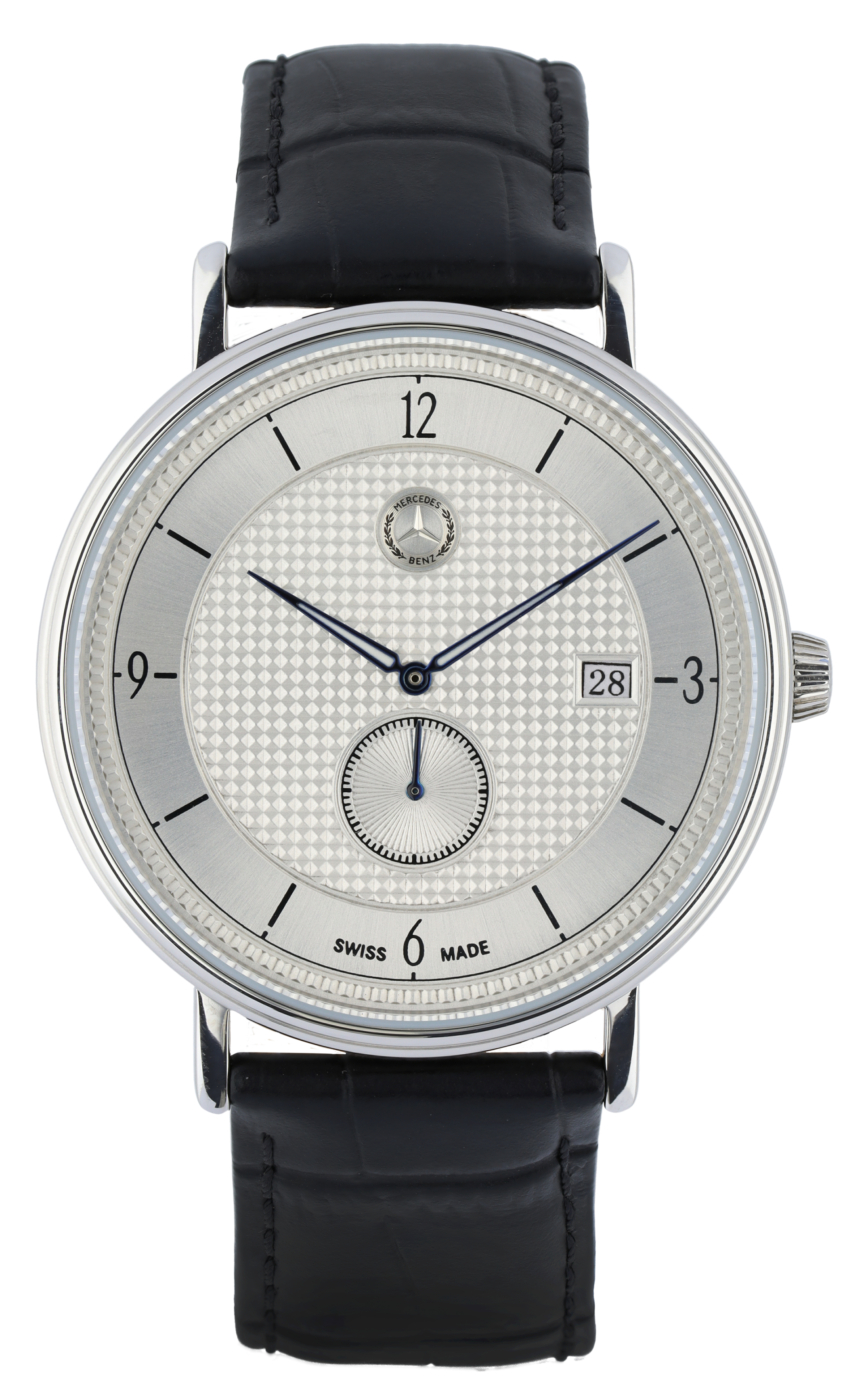 Armbanduhr Herren, Classic kleine Sekunde - schwarz, Edelstahl / Kalbsleder