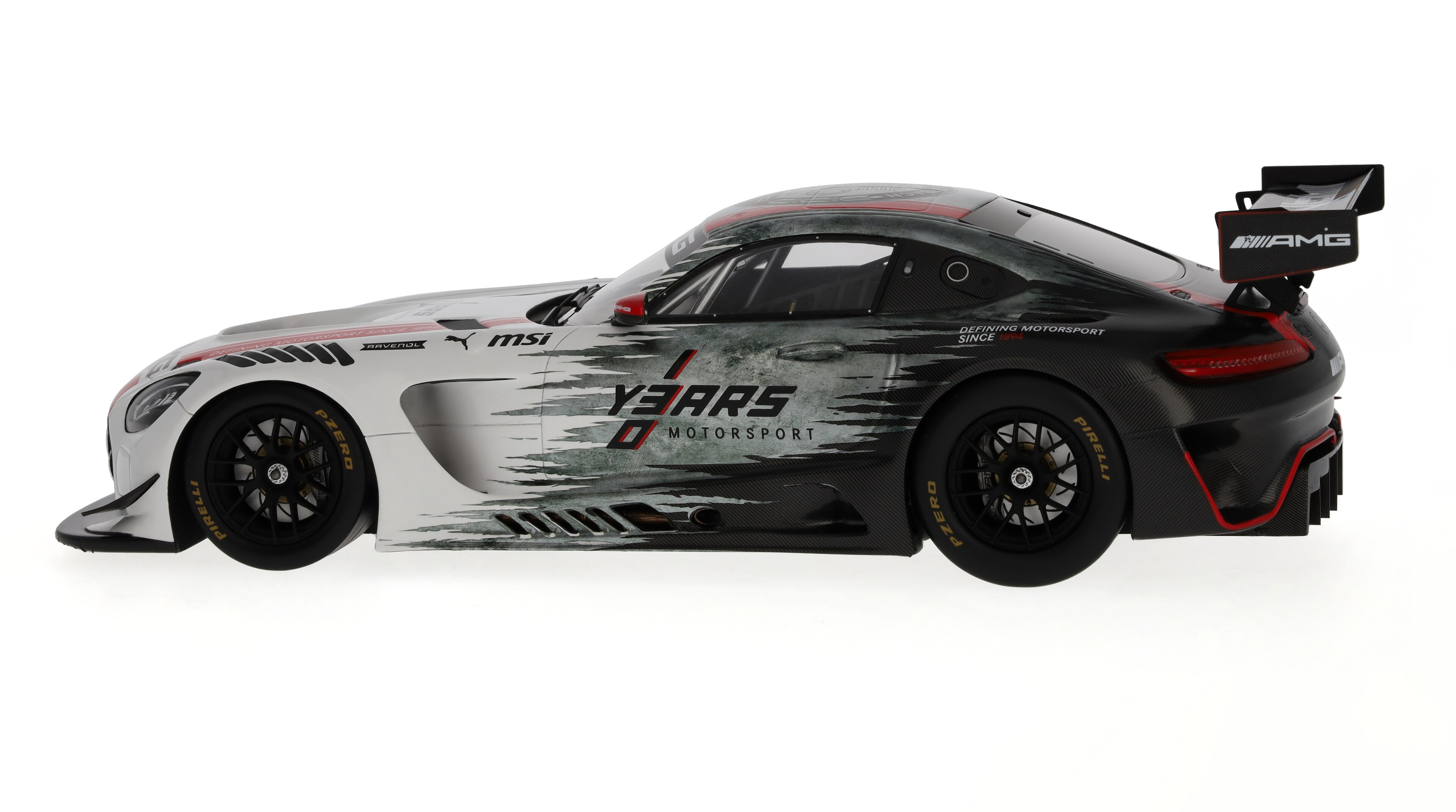 Mercedes-AMG GT3, Celebrating 130 Years of Motorsport, C190 - silberfarben / schwarz, Minimax, 1:18