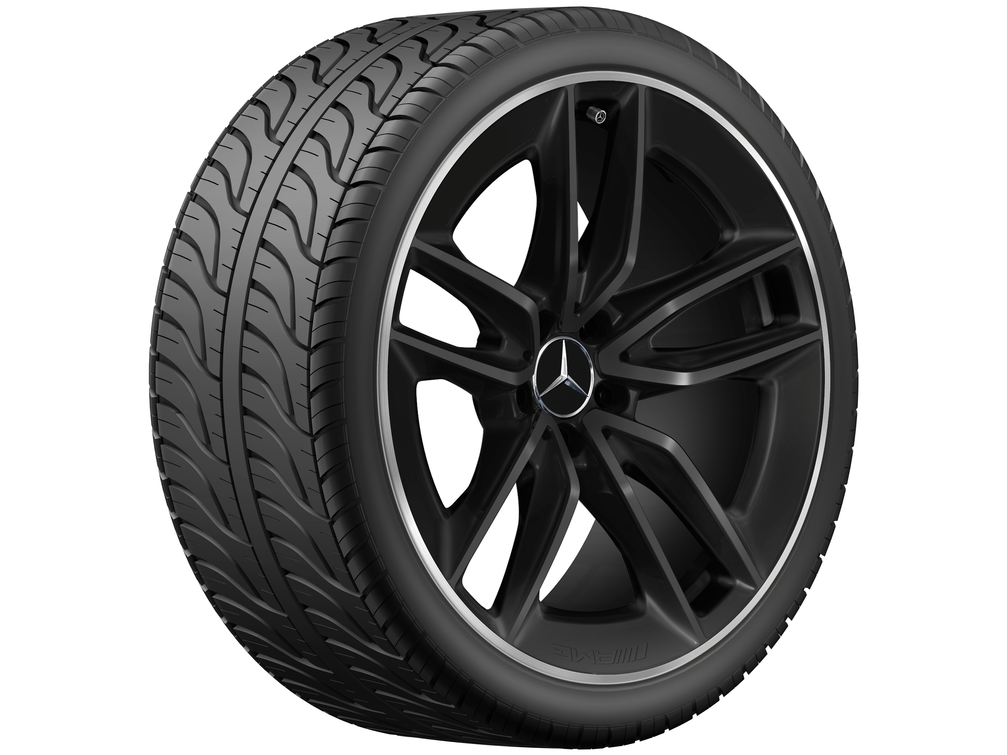 AMG 5-Doppelspeichen-Rad, 50,8 cm (20 Zoll), Felgenhorn glanzgedreht - 8 J x 20 ET 10, schwarz matt, Felgenhorn glanzgedreht