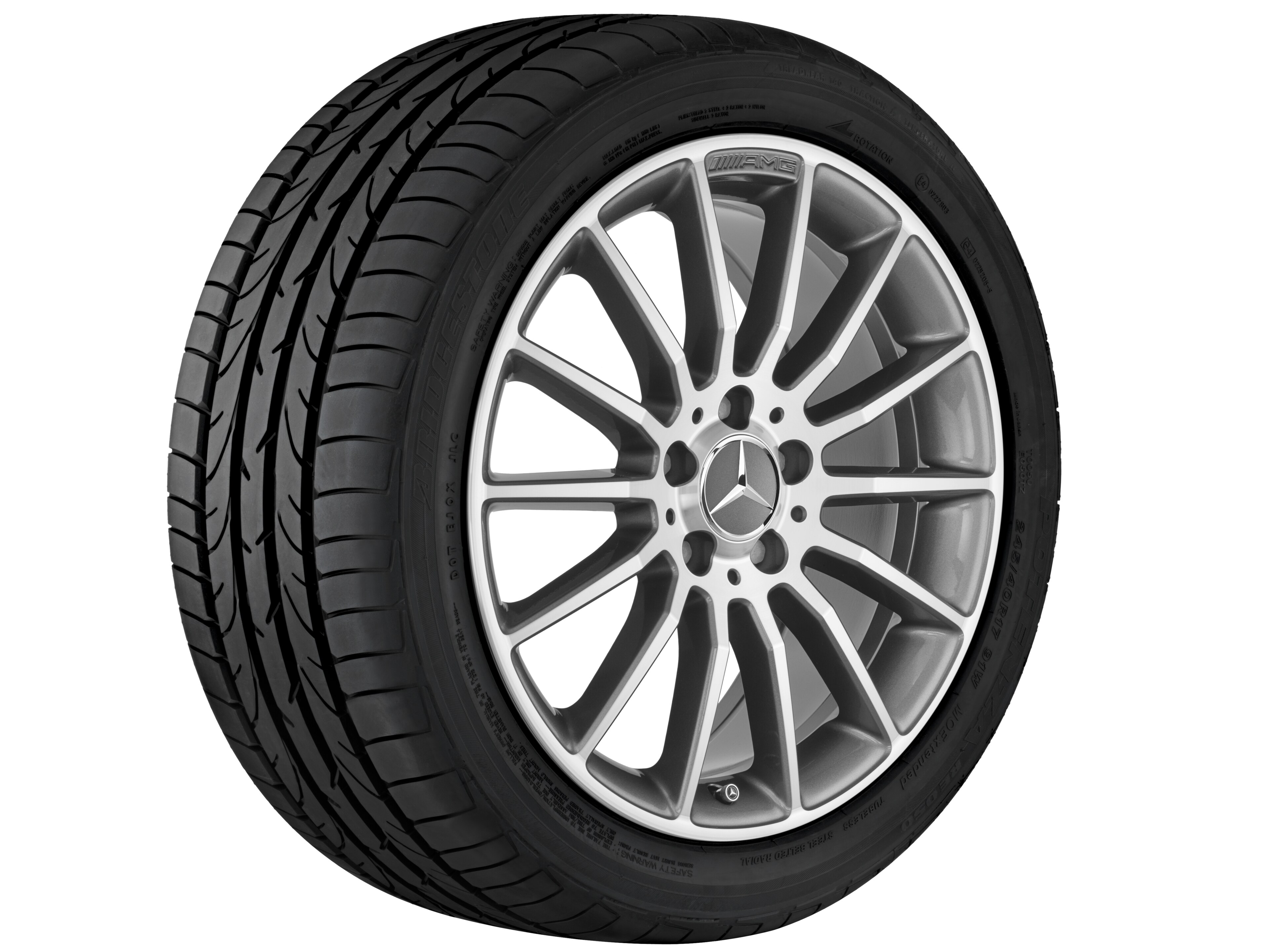 AMG Vielspeichen-Rad, 45,7 cm (18 Zoll) - 7,5 J x 18 ET 52, titangrau, glanzgedreht