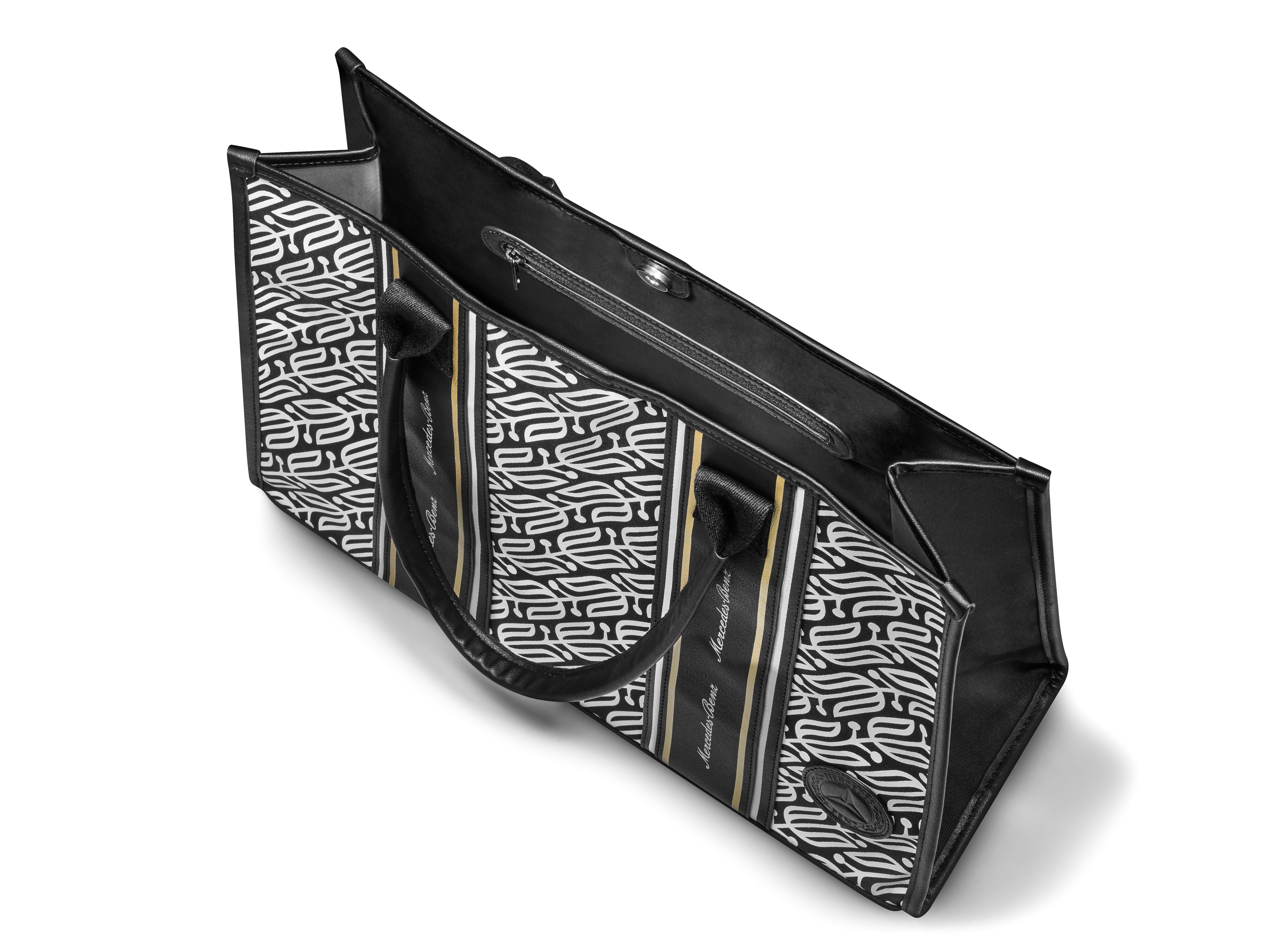 Shopper - schwarz / weiß / goldfarben, Baumwoll-Canvas