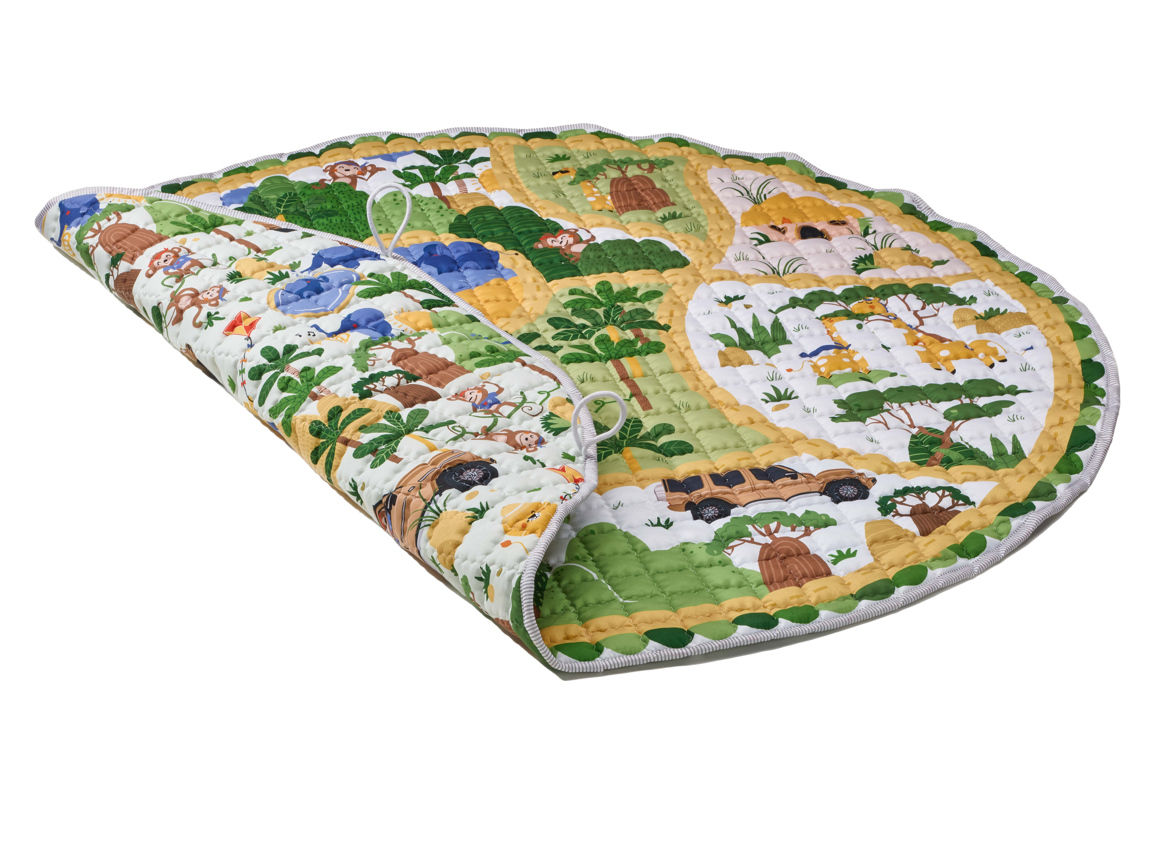 Spieldecke 2in1, Safari - weiß / grün, Polyester, Nici