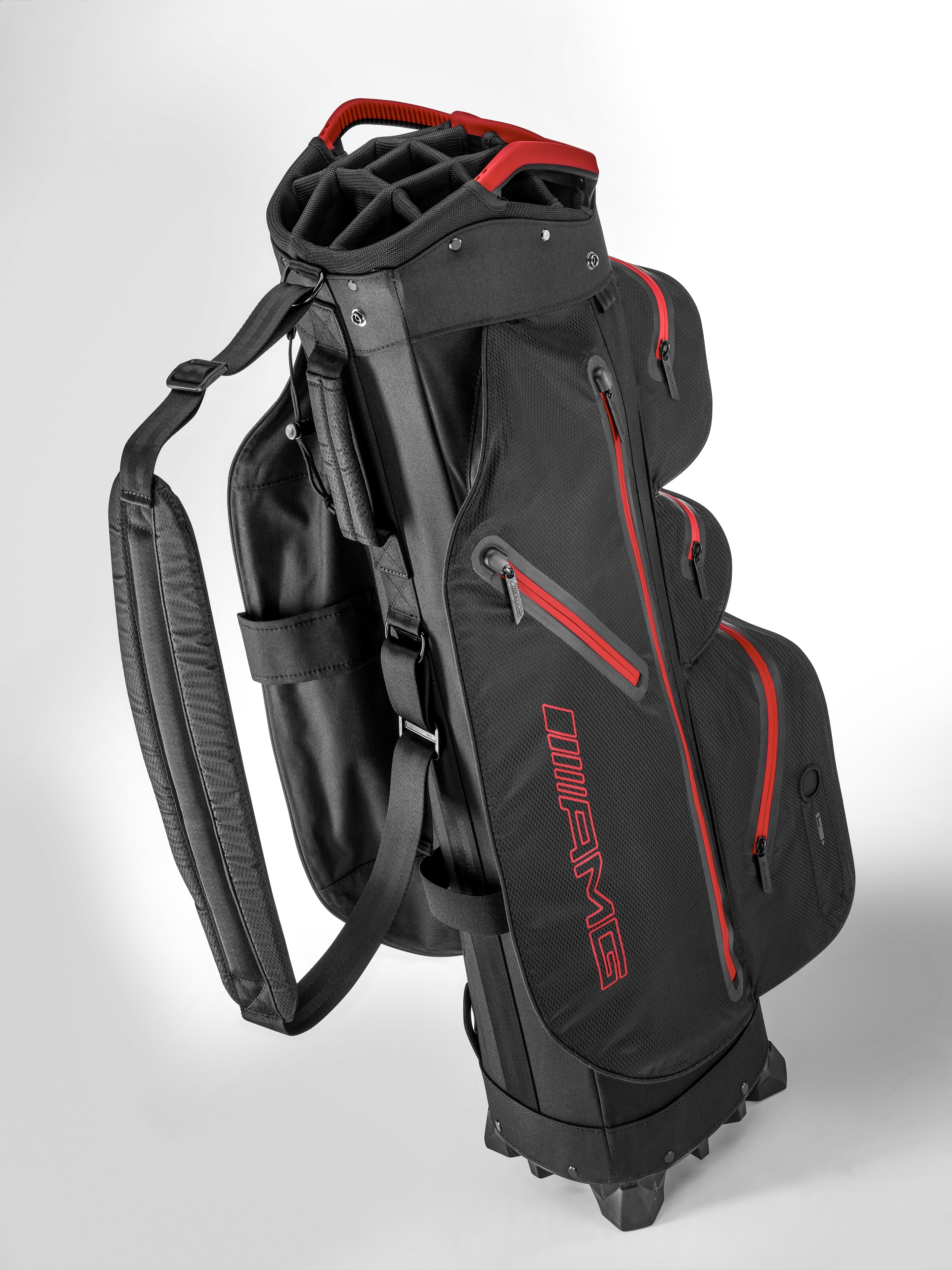 AMG Golf-Cartbag - schwarz / rot, Polyamid