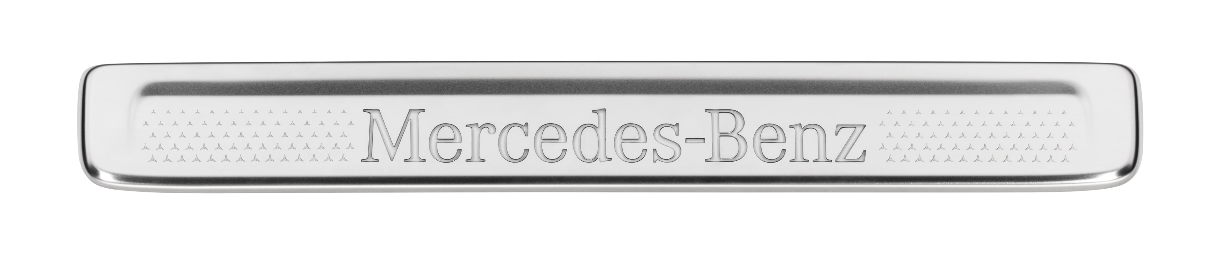 Wechselcover für beleuchtete Einstiegsleiste, Mercedes-Benz, vorne, 2-fach - Edelstahl, silberfarben / weiß